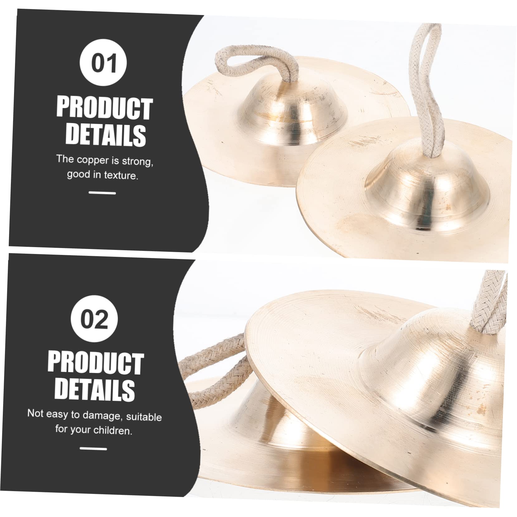 Holibanna 2Pcs Finger Cymbals for Durable Musical Instrument for Dancer Parties Easy Grip Handle for Music Training and Fun Activities