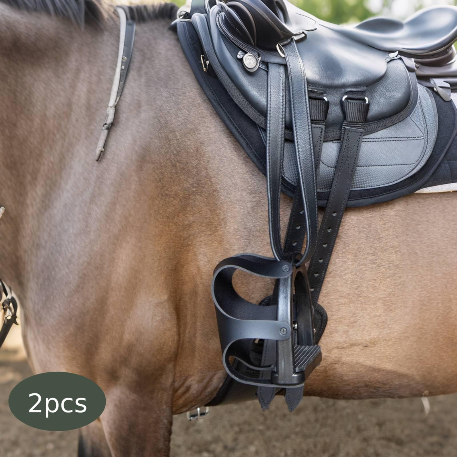 Amagogo Estribo de Jaula Ecuestre con Puntos de Agarre y Protector Curvo Cuerpo Moldeado Resistente de Resina Uniones Atornilladas Cómodo para Botas Adecuado, L
