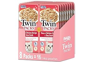 Inaba Ciao Twin Packs for Cats, Shredded Chicken & Broth Gelée Side Dish/Topper Pouch
