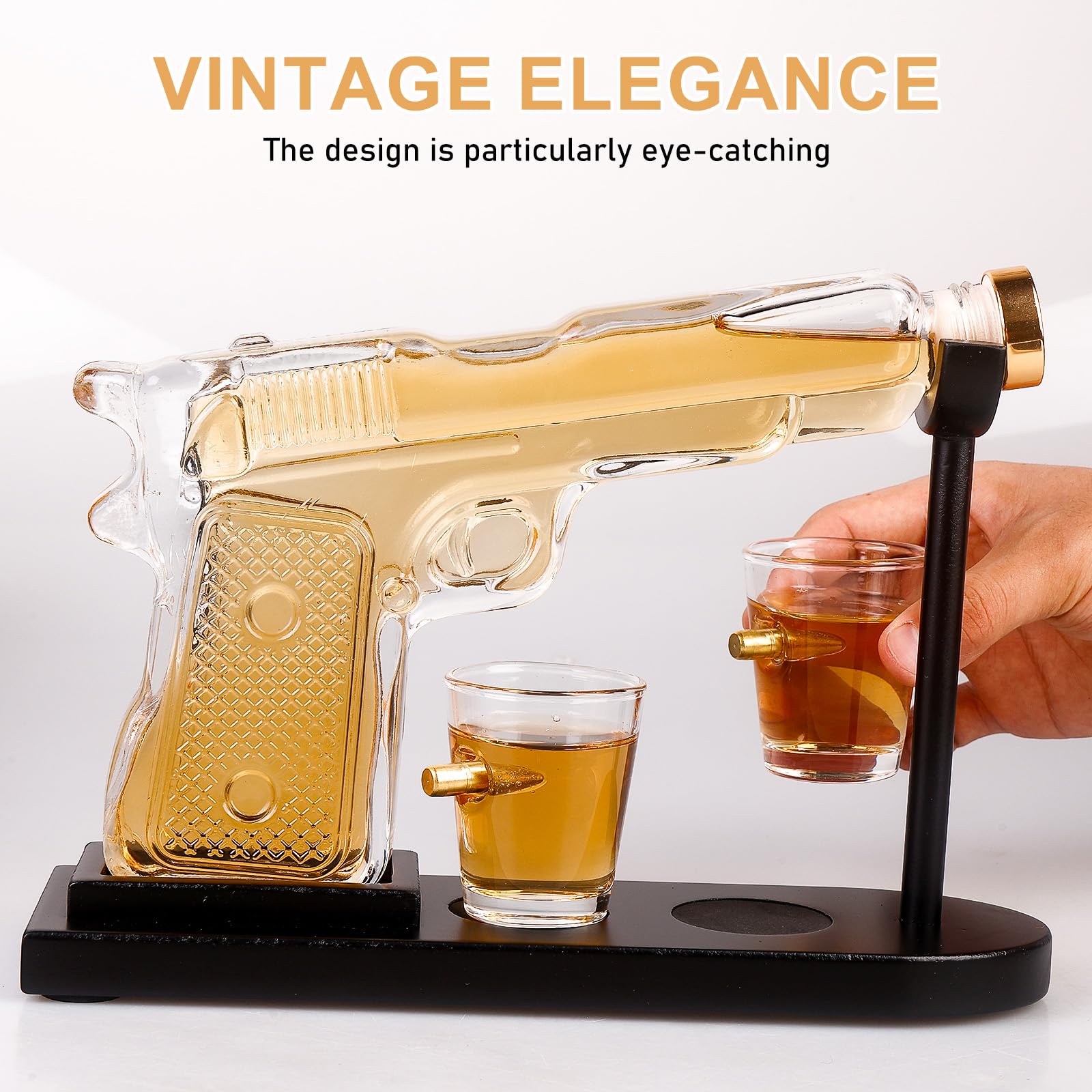 Juego de regalo de whisky personalizado con 2 vasos de bala y jarra, decantador de whisky de cristal, regalos de whisky para hombres, regalo de cumpleaños para hombres, cumpleaños y día del padre