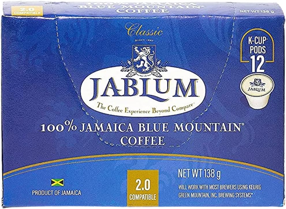 Jablum Jamaica Blue Mountain Single Serve Coffee Pods for K Cup Brewers 2.0, 12 Count