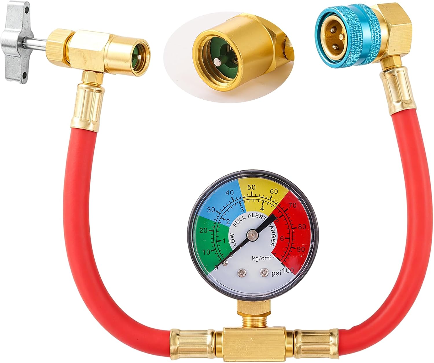R1234YF Refrigerant Charge Hose with 1/2 LH Self-Sealing Can Tap