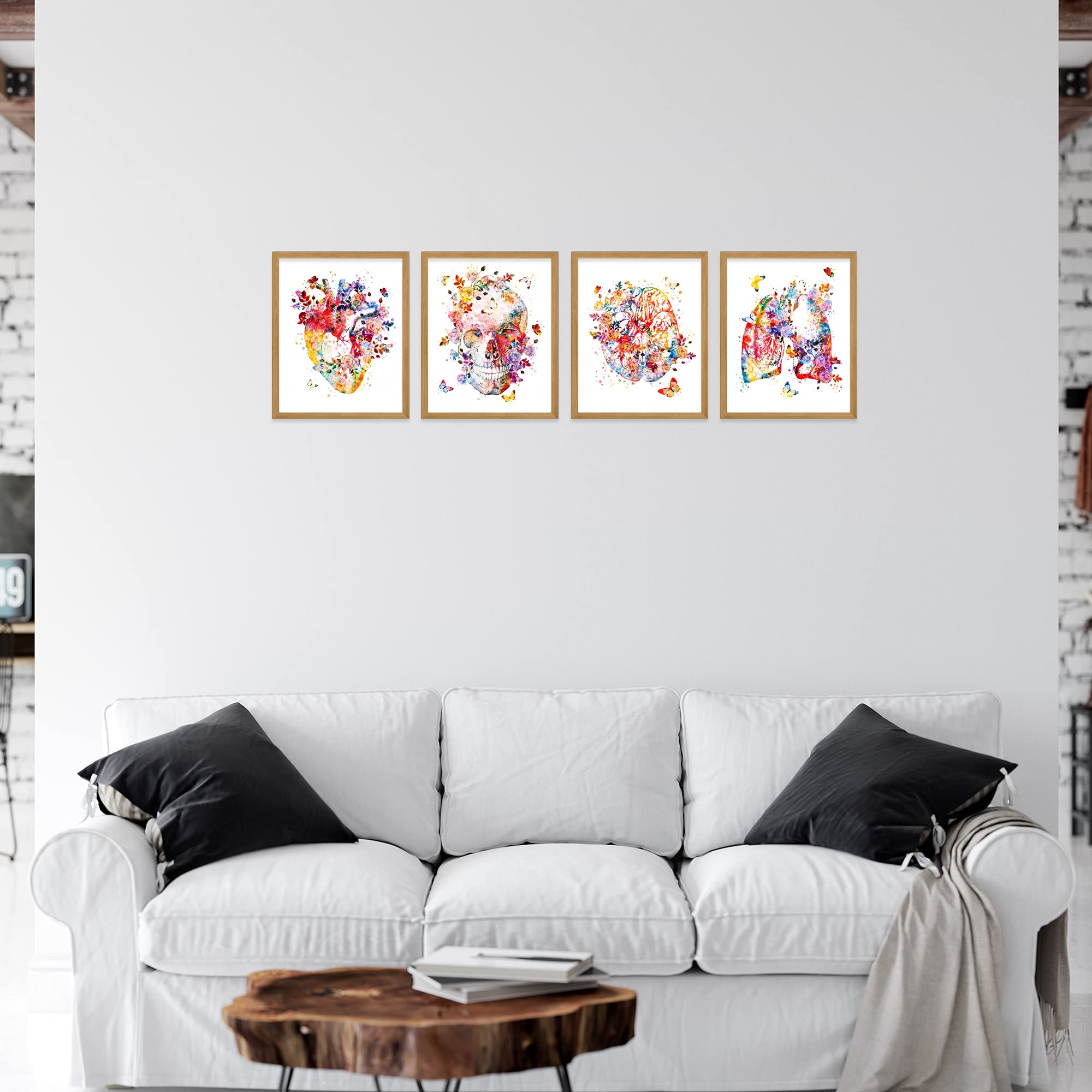 Watercolor Floral Anatomy Wall Art, Abstract Human Anatomy Prints - Set ...