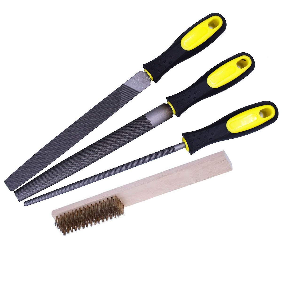 DIY Crafts 3 Pcs Metal File Tools Set Rubber Anti-slip Handles Flat/Round/Half Round 8 inch Files For Shaping Metal/Wood/Plastic/Leather Brass Brush (B07FSN9YTB) Amazon Price History, Amazon Price Tracker