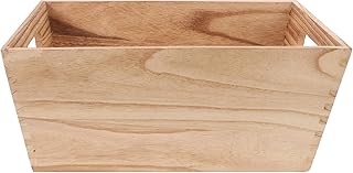 VICASKY Wooden Storage Crate with Cutout Handles Rustic Wood Fruit and Vegetable Basket Decorative Organizer for Kitchen Pantry Shelf Storage