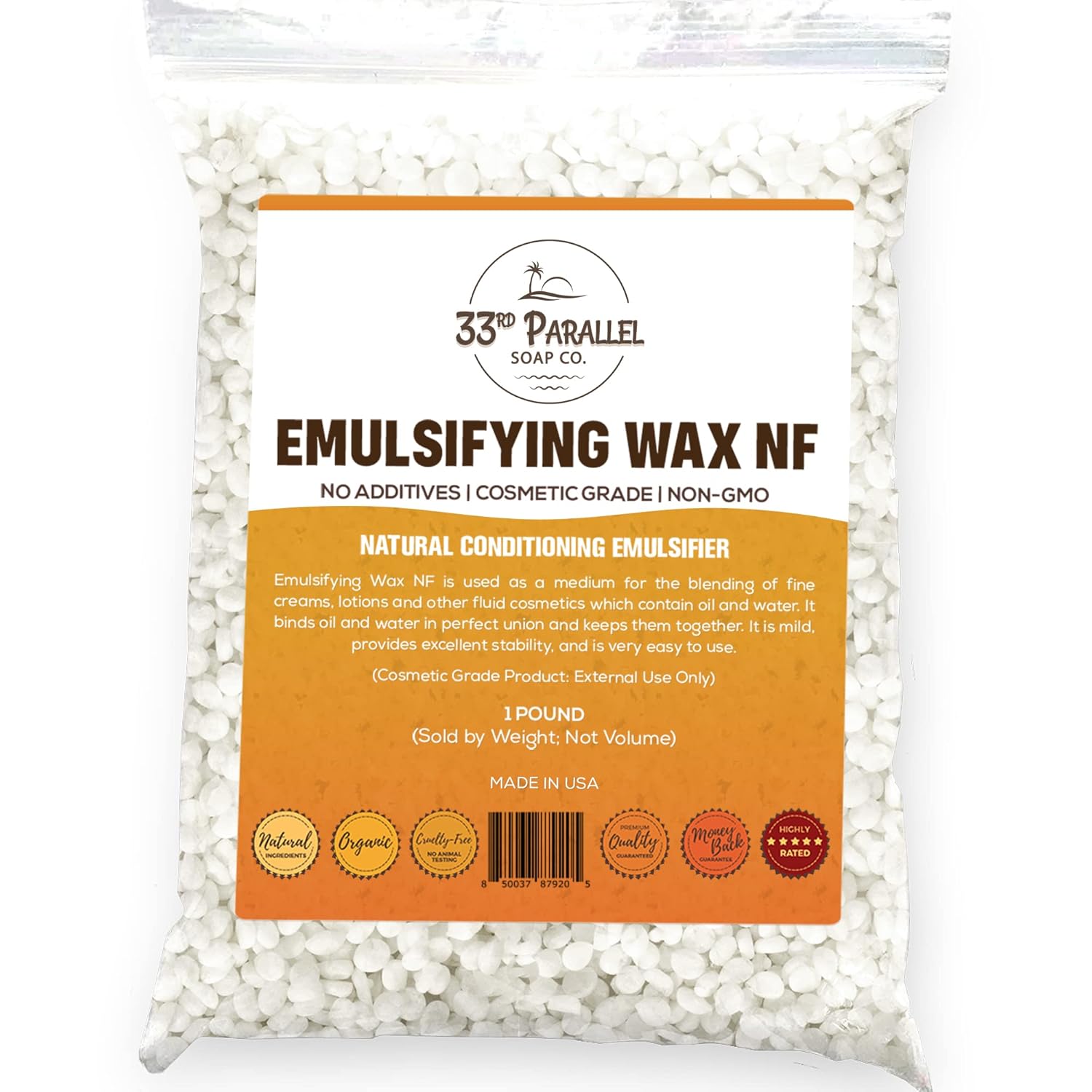 NonGMO Emulsifying Wax NF Pastilles Sizes 8 OZ to 2 LBS
