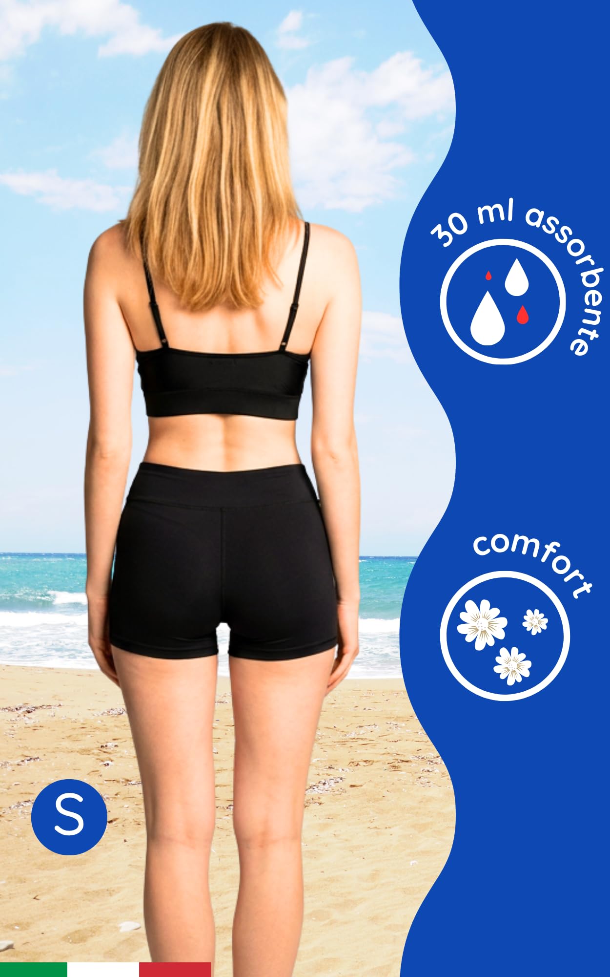 NoBlood - Costume da Bagno Mestruale Boxer | Vita Alta XXS-XXL | Mare Piscina | Lavabile | Slip Ciclo Nuoto Flusso Abbondante