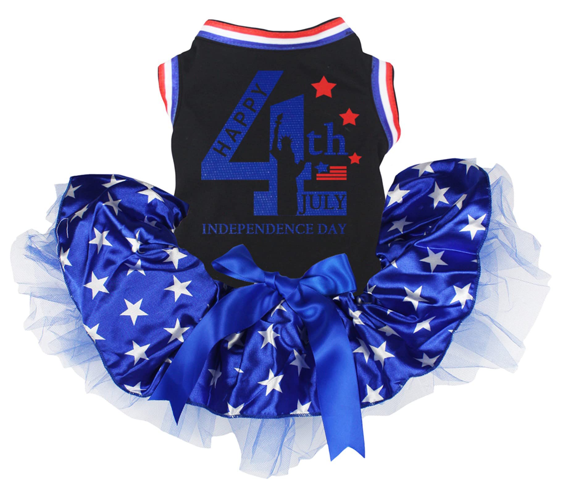Robe pour chien élégante Statue de la Liberté étoiles noires et bleues taille XXL