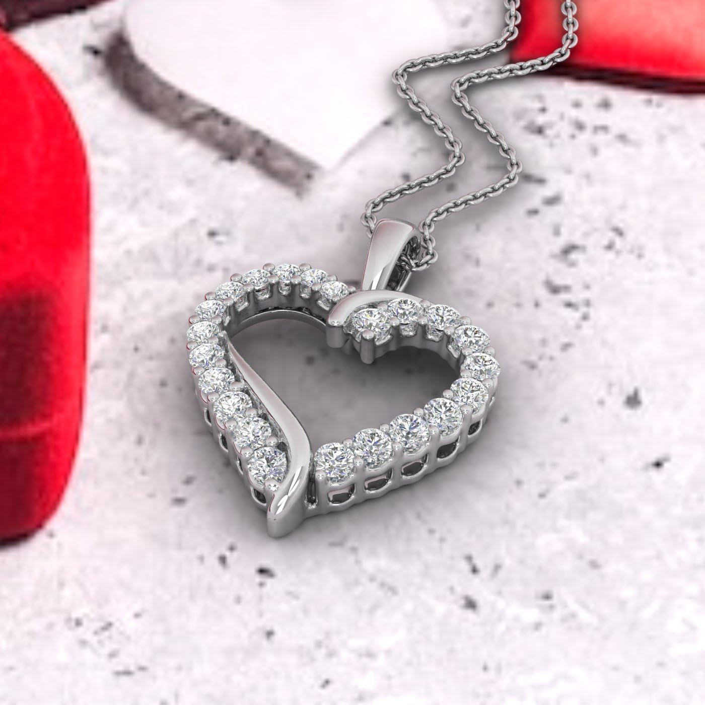 FINEROCK 1/4 to 1/2 Carat Diamond Heart Pendant Necklace in 10K Solid Gold (Silver Chain Included)
