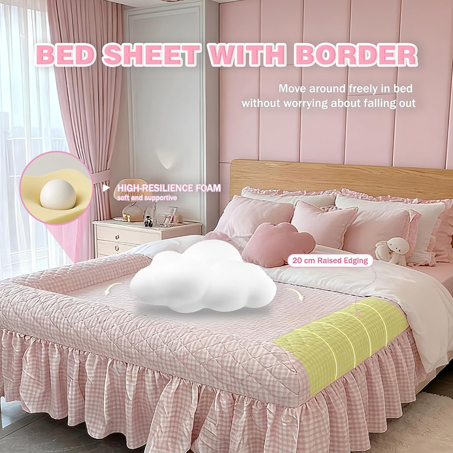 The World's First Bordered Bed Sheet-Bed Sheet with Border, Bordered Sheet Padded Zippered Edges for Cozy,Comfort Secure,Easy Setup&Removable&Machine Washable,Brown,70.9 * 78.7in