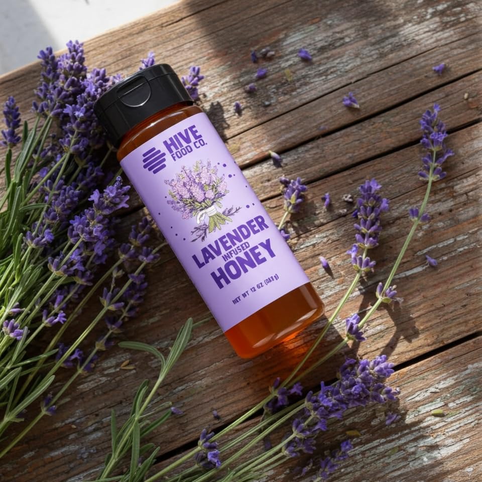 HIVE Food Co. Vanilla & Lavender Infused Honey Bundle, Raw & Unfiltered Honey, Handcrafted in Small Batches, 2 Pack, 12 oz Squeeze Bottles image 5