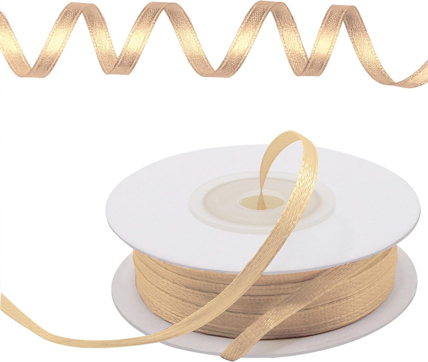 Gold Ribbon 3mm Double Satin Roll Satin Ribbon for Party Favours Wedding Christening Communion Confirmation Christmas 50m