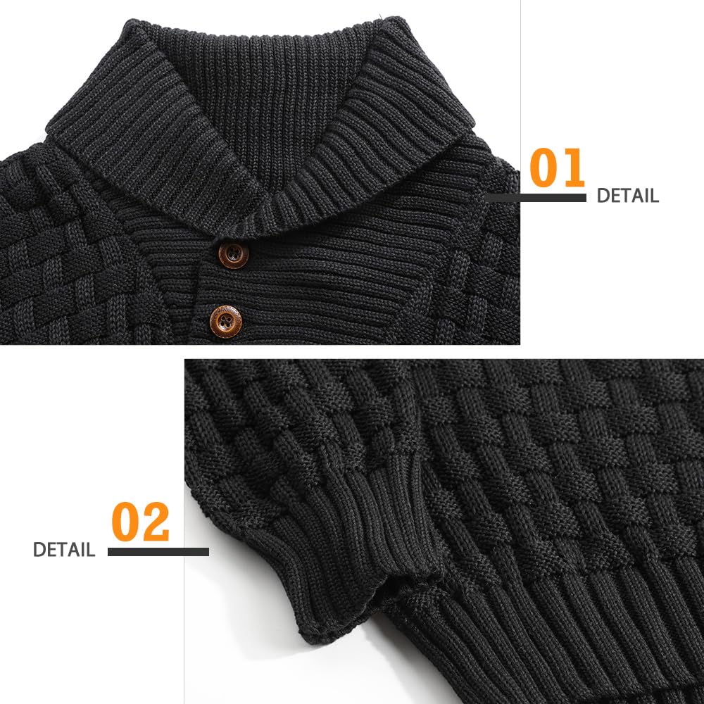 Jersey para Hombre Suéter Sudadera De Punto Tejido Grueso para Hombre Suéter con Cuello Alto Jersey con Dos Botones Invierno