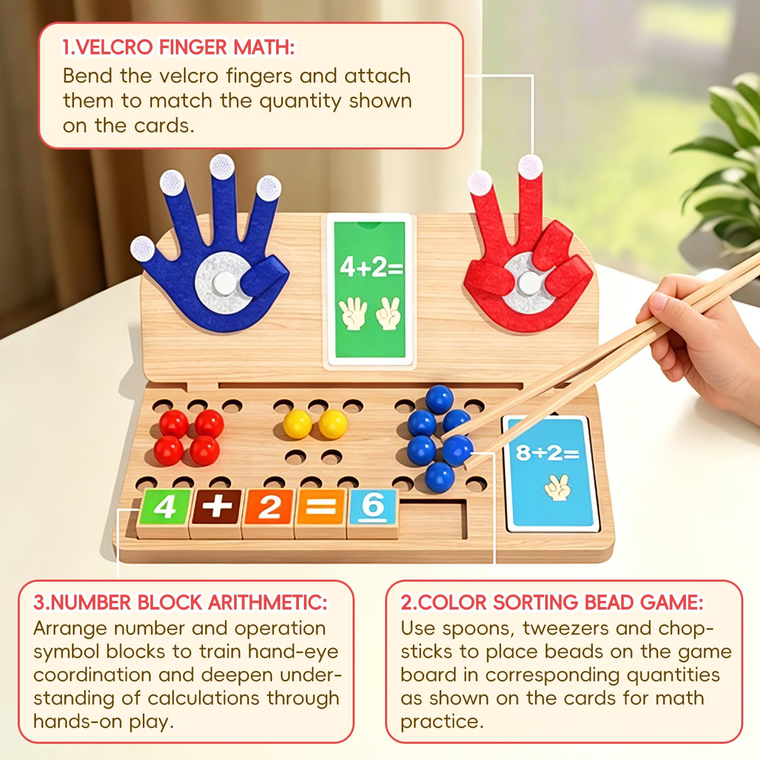 Juguetes Montessori 3 4 5 6 años, Juegos Educativos de Madera para Aprender a Contar y Números, Juego de Matemáticas con Psicomotricidad Fina, Regalo Niños Educación Infantil