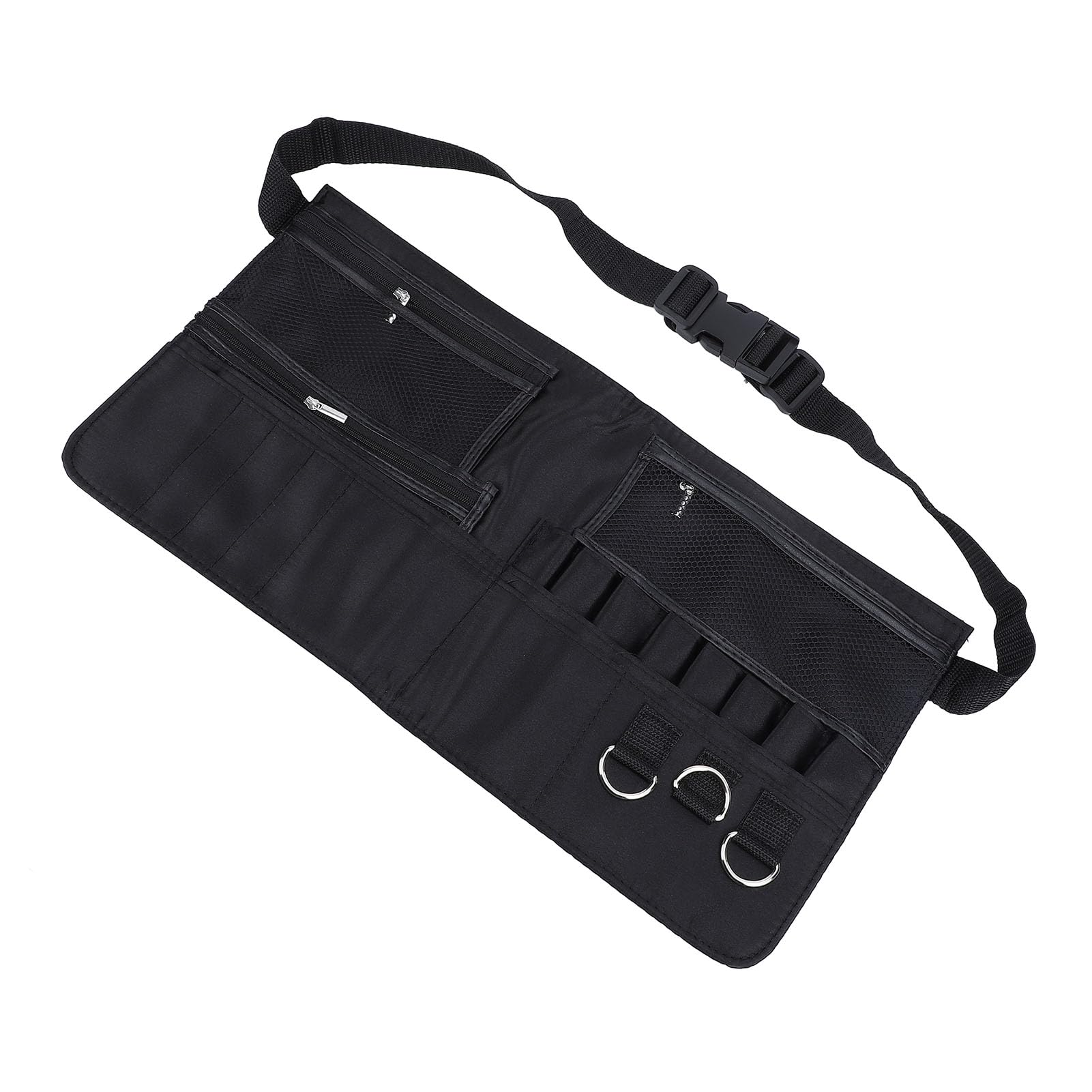Saluaqui Professional Makeup Brush Belt with Adjustable Waist Strap Large Capacity Cosmetic Organizer with Multi Pockets for Makeup Artists and Stylists