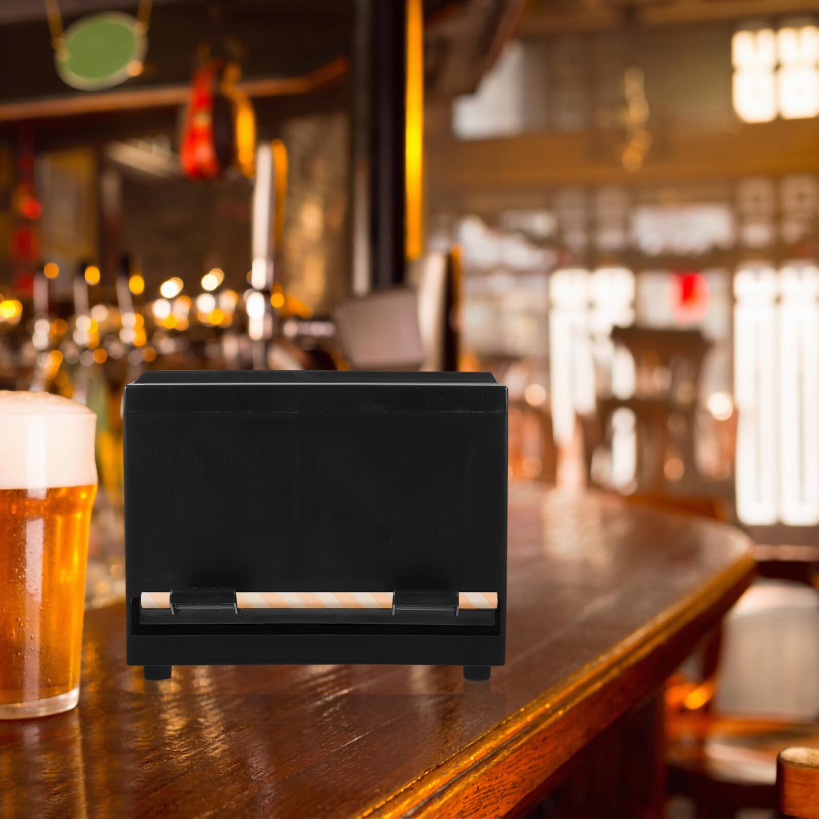 Baluue Automatischer Strohhalmspender mit Großem Fassungsvermögen Wiederverwendbare Aufbewahrungsbox für Trinkhalme Praktischer Push down Dispenser für Restaurant und Küche Schwarzer
