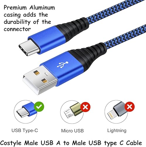 Miniatura 8 de Costyle - Cargador de pared USB doble, paquete de 3 unidades en total de 30 W USB con cable USB C de 10 pies de largo, compatible con Samsung Galaxy
