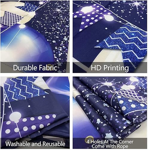 Miniatura 3 de Telón de fondo de pancarta de feliz cumpleaños 50, color azul y blanco para fiesta de cumpleaños 50, suministros para mujeres y hombres, telón de