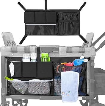 Stroller Wagon Cargo Net, Wagon Accessories Organizer Compatible with WONDERFOLD W-Series Models, Large Capacity Mesh Cargo Storage Bag with Sorting Pockets Compatible with Keenz Wagon Wagon net