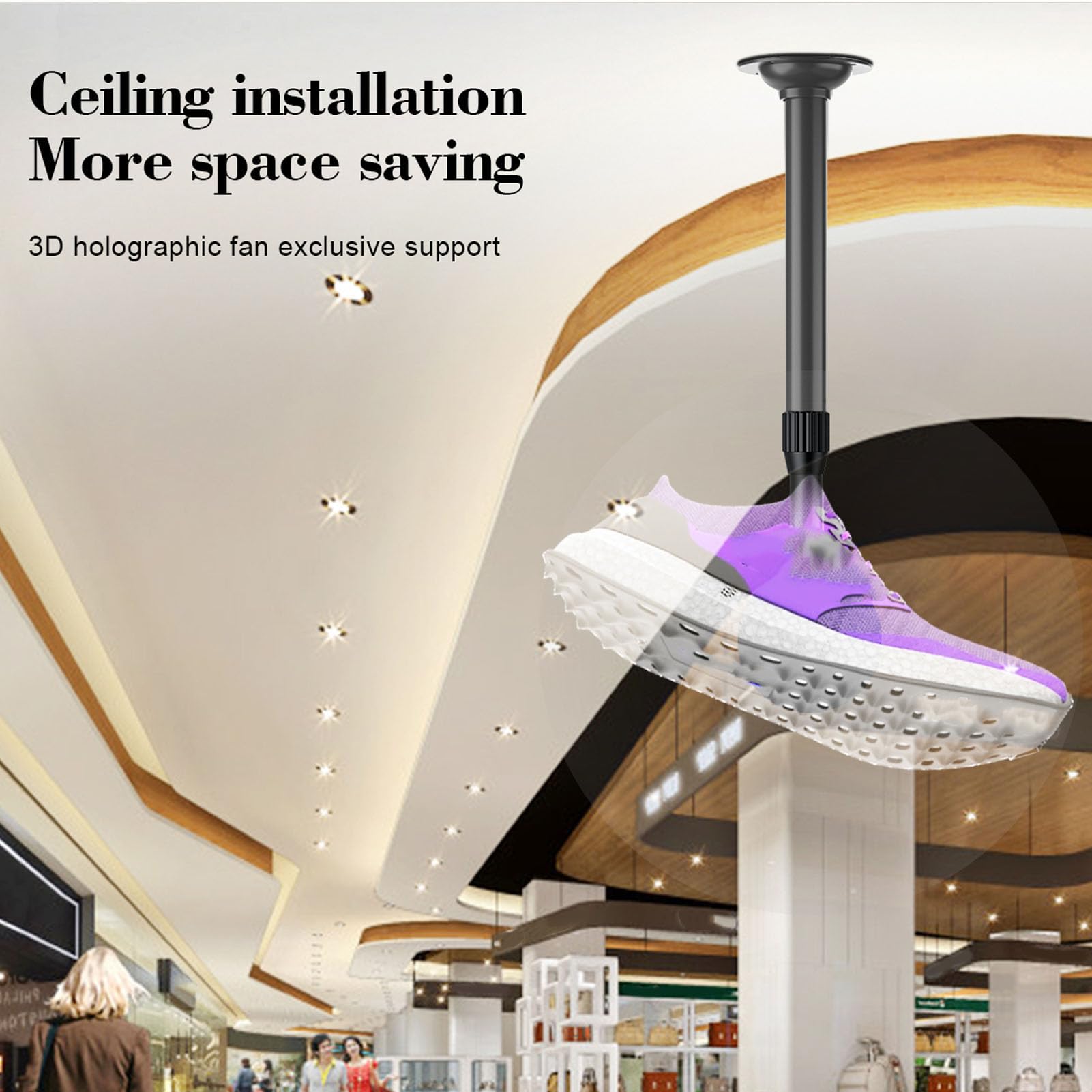 Garsent Staffa da Soffitto per Proiettore Olografico 3D, Supporto per Ventola Ologramma 3D, Supporto Per Proiettore Pubblicitario Da 15,5 a 24 Pollici Per Ventilatore Olografico 3D