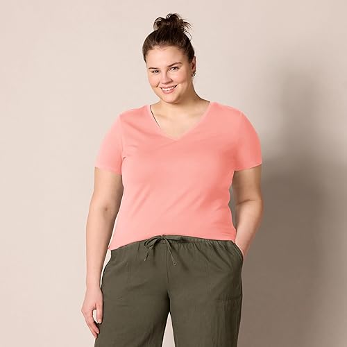 Vista 495 de Yaxa Essentials Women's Regular-Fit Short-Sleeve Crewneck T-Shirt