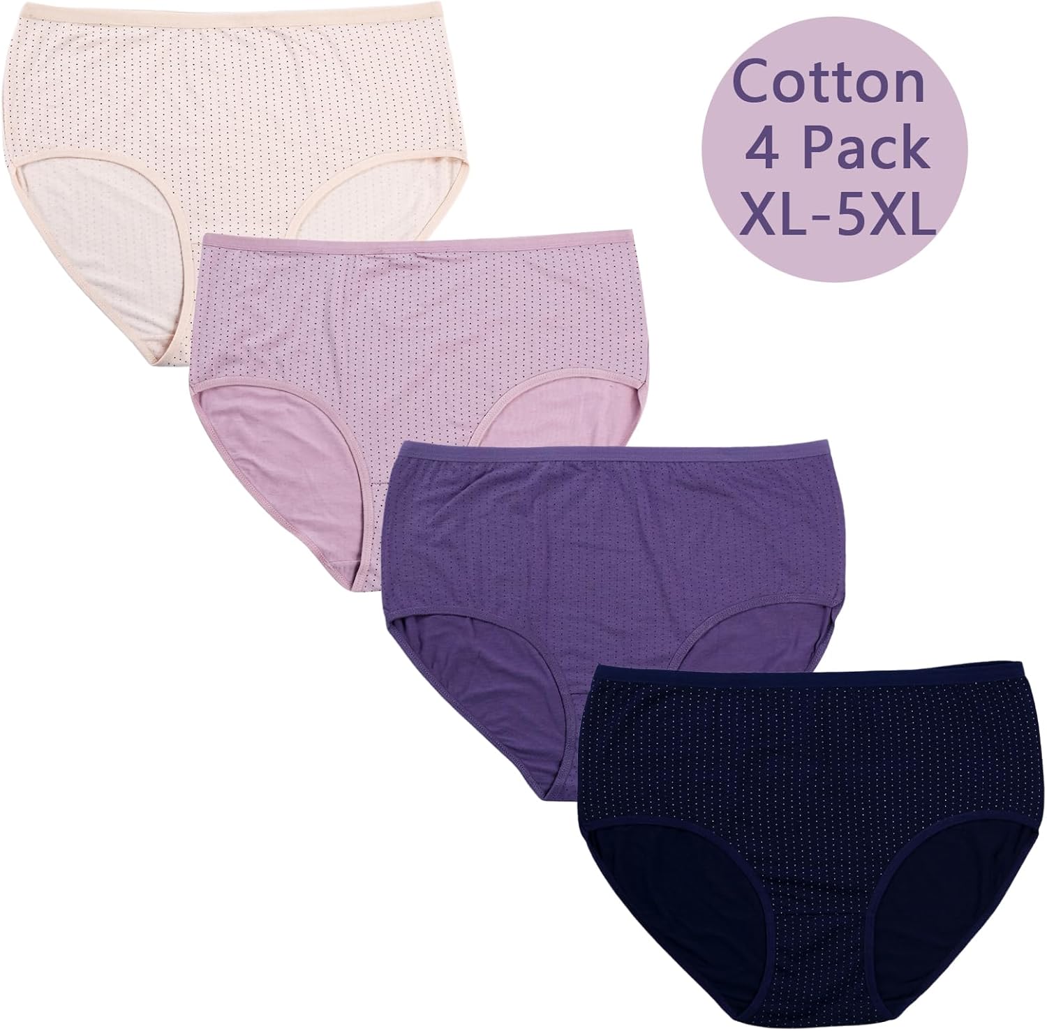 Women's Underwear Cotton Plus Size XL-5XL Briefs Ladies Panties Mid Rise Pantys for Women 4-Pack - Image 2