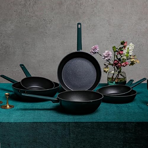 Miniatura 9 de Dr.HOWS URBAN - Sartén antiadherente con revestimiento ILAG Professional S de 9 pulgadas, color verde profundo, sartén antiadherente de aluminio,