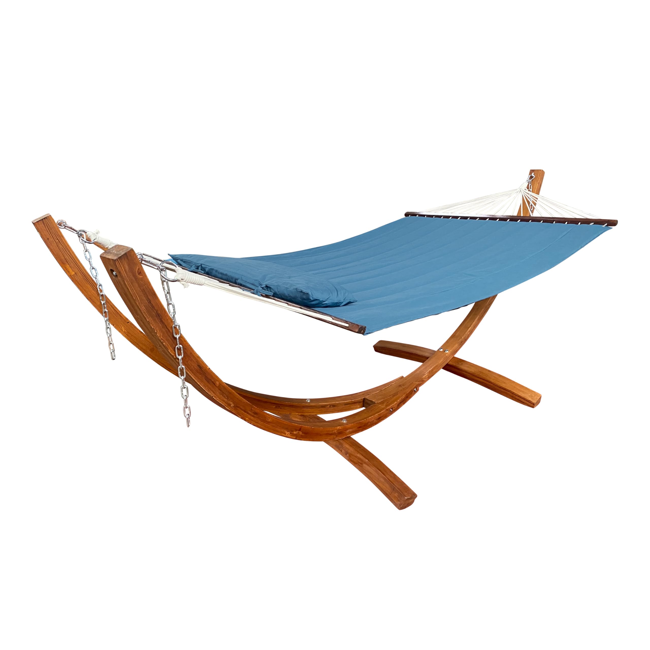 AXI Hawai Hamaca Doble XXL | Hamaca 2 Personas en Azul con Soporte de Madera | Hamaca de Exterior para Jardin, Terraza, Balcon.