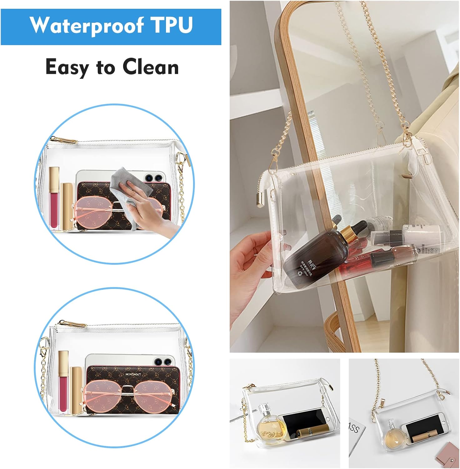 Stadium Approved Bags for Women -Shoulder Bags PVC Purse, Concert Bag - Image 4