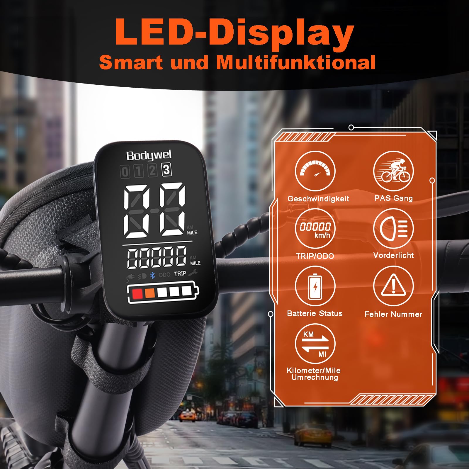 Bodywel T16PRO Mini E Bike 14 Zoll faltbar Elektrofahrrad 250W 36V/10AH Akku mit APP Funk für Herren Damen,Reichweite Max 45 km