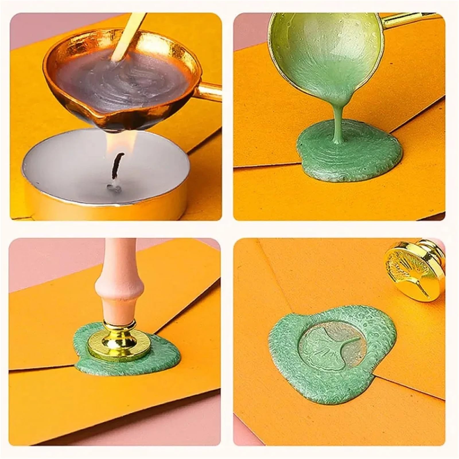 Ceralacca Kit Timbro Sigillo Di Ceralacca 17 Pezzi/1 Set | Sigillatura laccata Forniture artigianali fai-da-te Sigillo Intestazione Decorazione invito matrimonio(Random 2set)