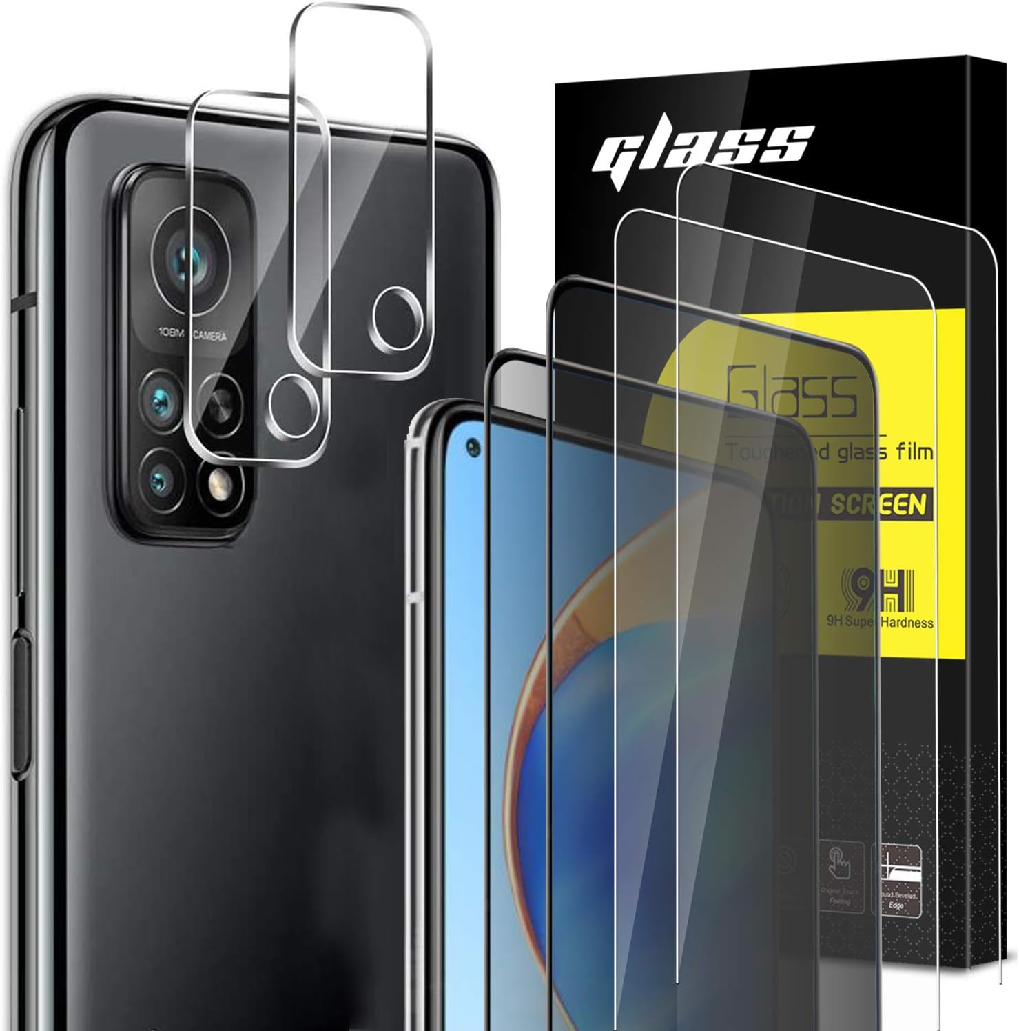 Anbzsign [2 Pack]Camera Lens Protector and [2 Pack] Privacy Screen Protector and [2 Pack] Clear Screen Protector for Xiaomi Mi 10T / Mi 10T 5G / Mi 10T Pro (6.67 inch) 2020, 9H Hardness Tempered Glass
