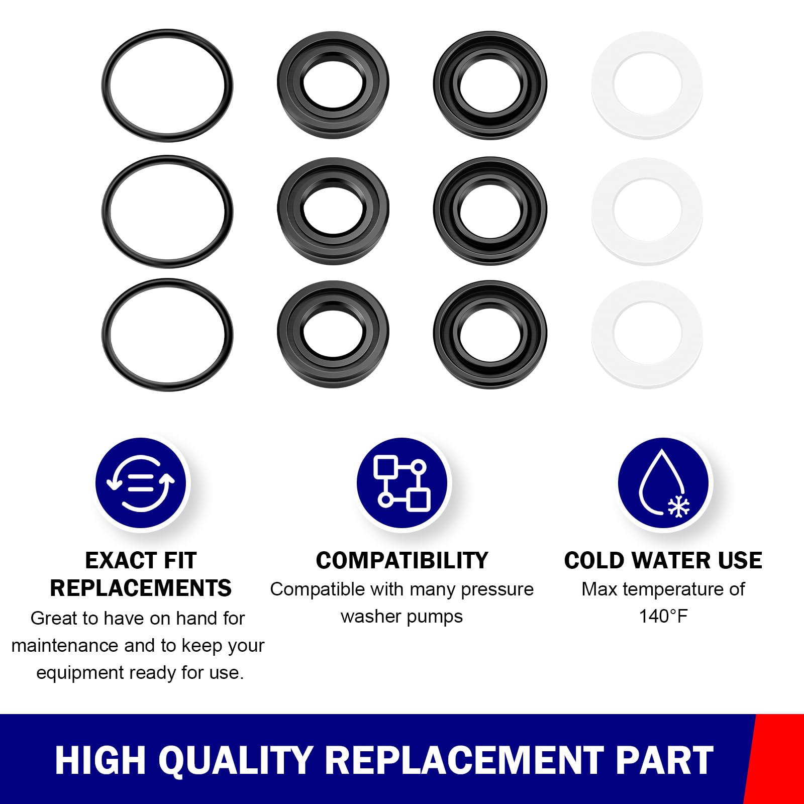 Simpson Cleaning 7106627 Replacement Water Seal Kit For Pressure Washer Pumps - Includes High & Low Pressure Seals, O-rings, Spacers - View #5