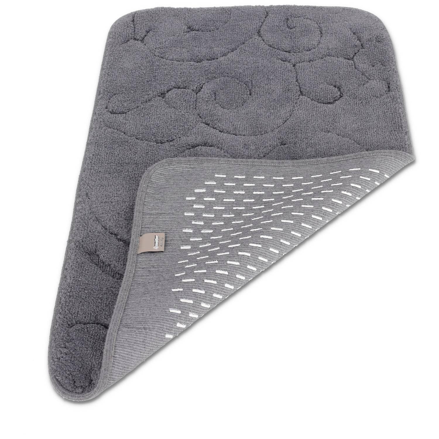 Casatessile Tappeto Bagno Cotone Antiscivolo Provence Assorbente, Soffice, Ecofriendly - Grigio Antracite, 60x100 cm.