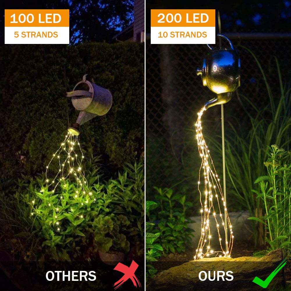 flintronic Luci Cascata, 200LED Luci Solari Esterno, 8 Modalità Luci Solari, IP65 Impermeabili Luci Decorative Stringa per Giardino, Cortile, Patio, Matrimonio, Natale, Bianco Caldo