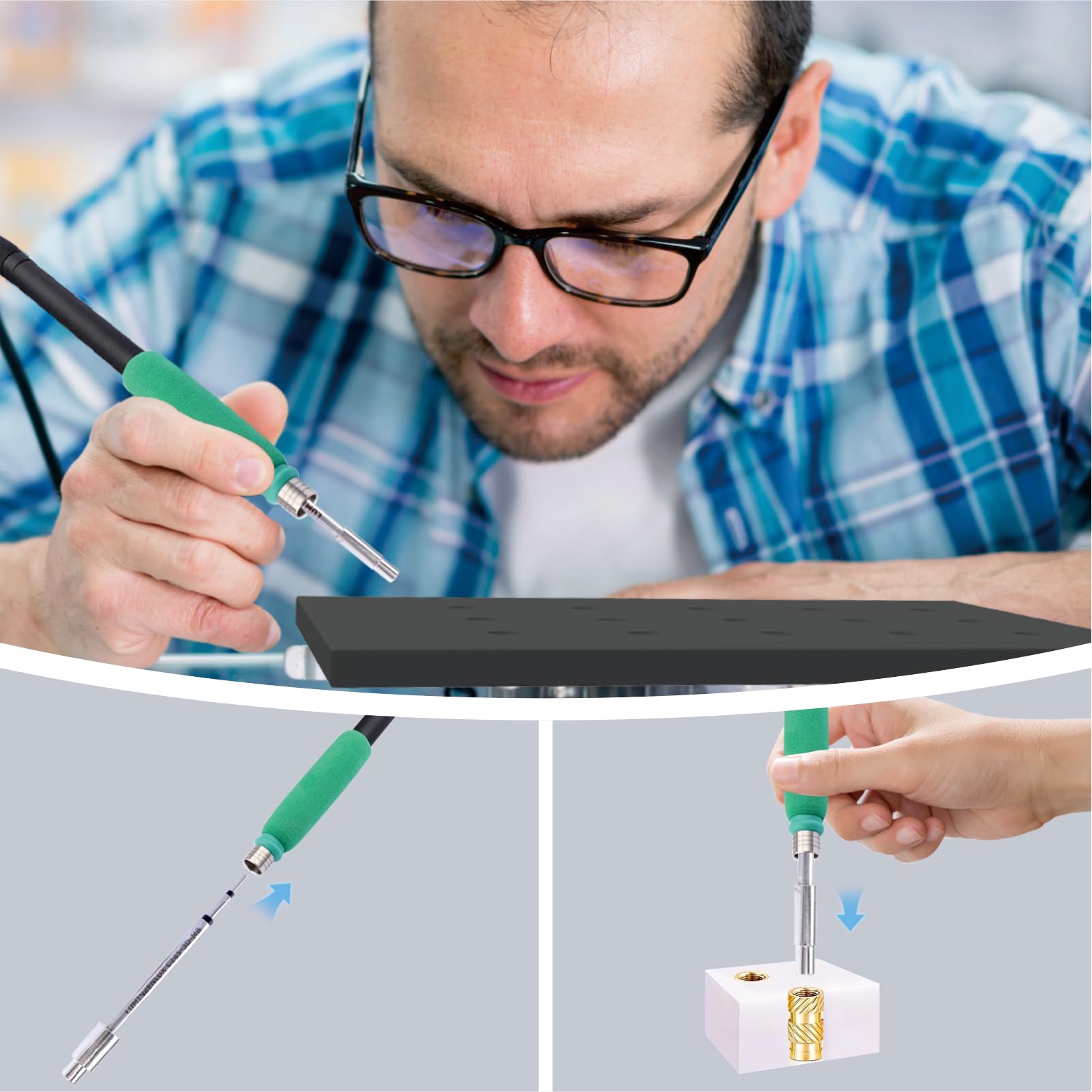 5PCS C210 Heat Set Insert Soldering Tips – For M2/M2.5/M3/M4/M5 Threaded Inserts, Compatible With JBC Stations