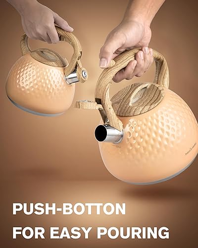 Miniatura 6 de Tetera de 2.5 cuartos de galón, silbato fuerte, hervidor de agua de acero inoxidable de grado alimenticio para estufa con mango ergonómico