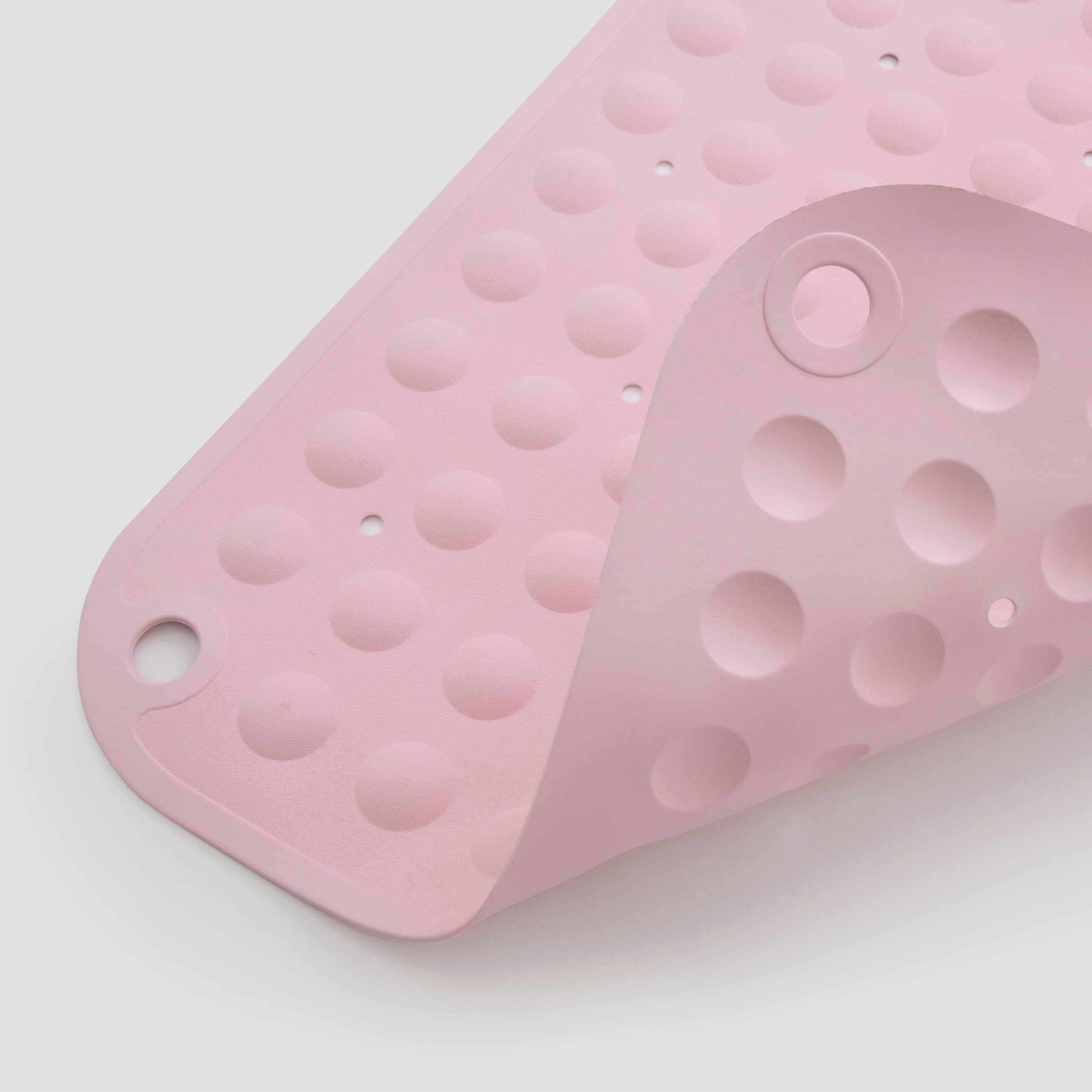 Cladore Extra Large Bath Tub Shower Mat 35L x 16W Inch Non-Slip, Rubber Bathtub Mat with Strong Suction Cups, Machine Washable Bathroom Mats with Drain Holes, Pink