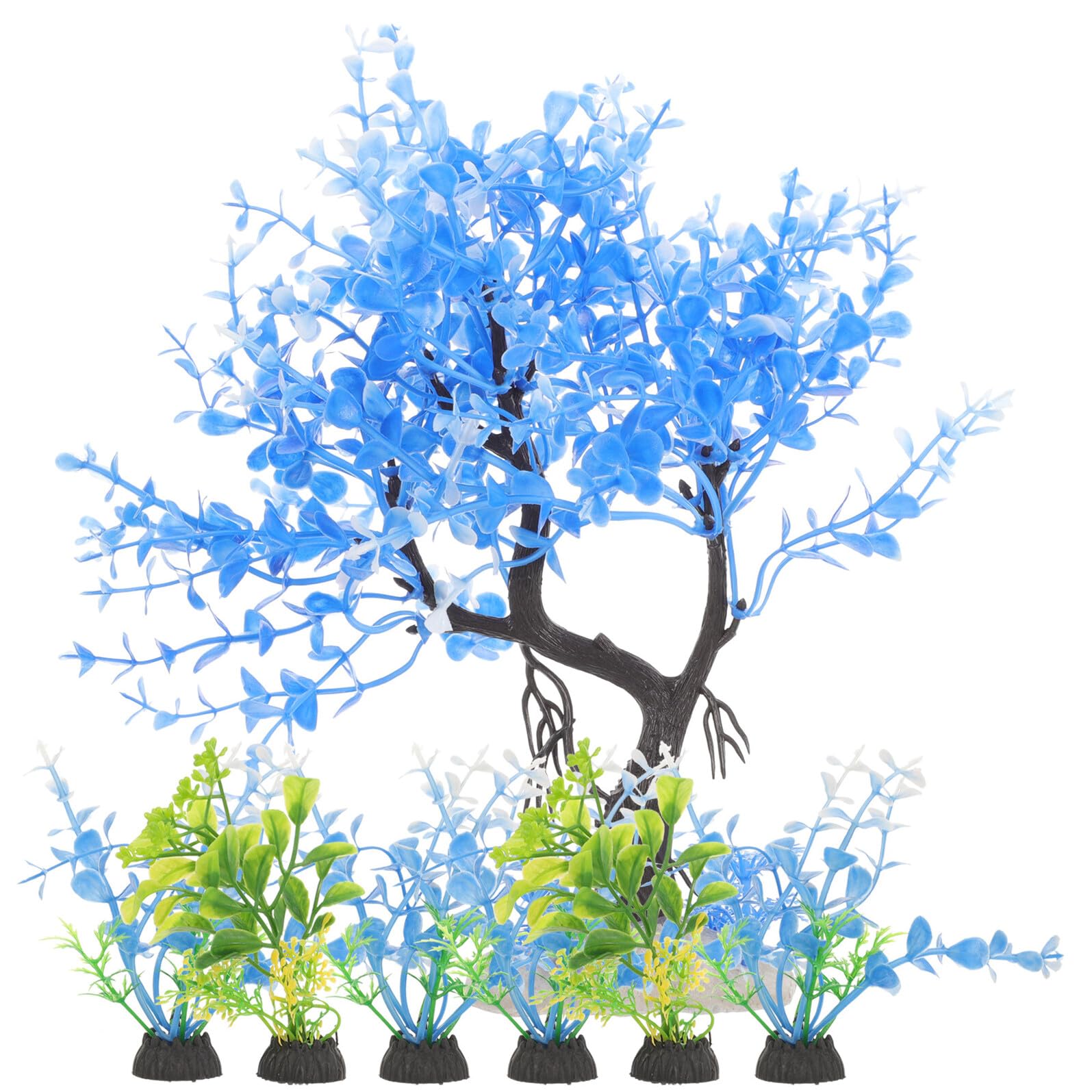 VILLCASE Artificial Aquarium Plants Set 7pcs Plastic Water Grass Coral Ornaments Medium Fish Tank Decorations for Freshwater Aquatic
