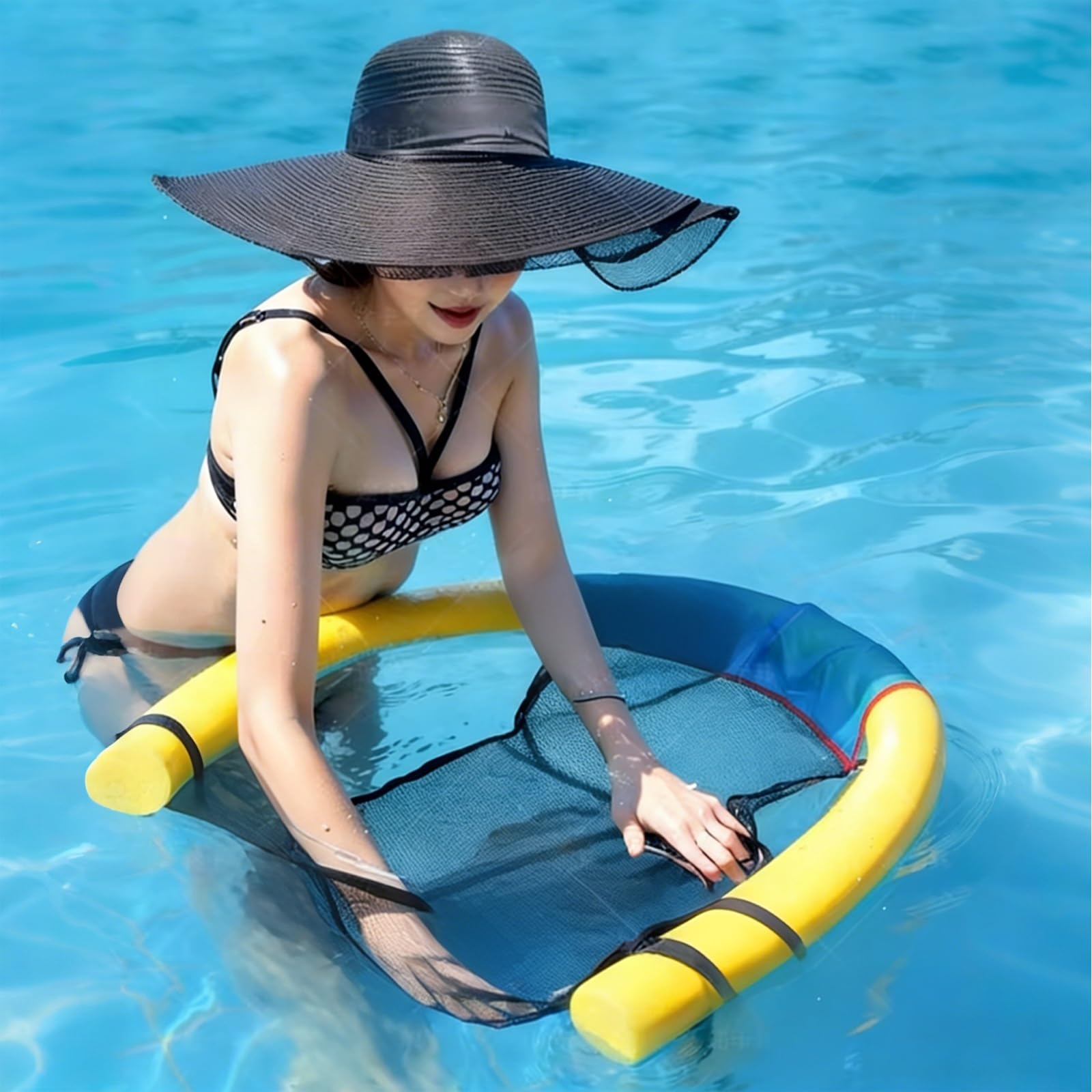 Schwimmnudel Poolnudelschwimmer Für Erwachsene, Nicht Aufblasbar, Flexible Poolnudeln, 7,6 cm Durchmesser, Mit Schlingenstuhl, Schwimmender Schaumstoffstab(Yellow,4pcs)