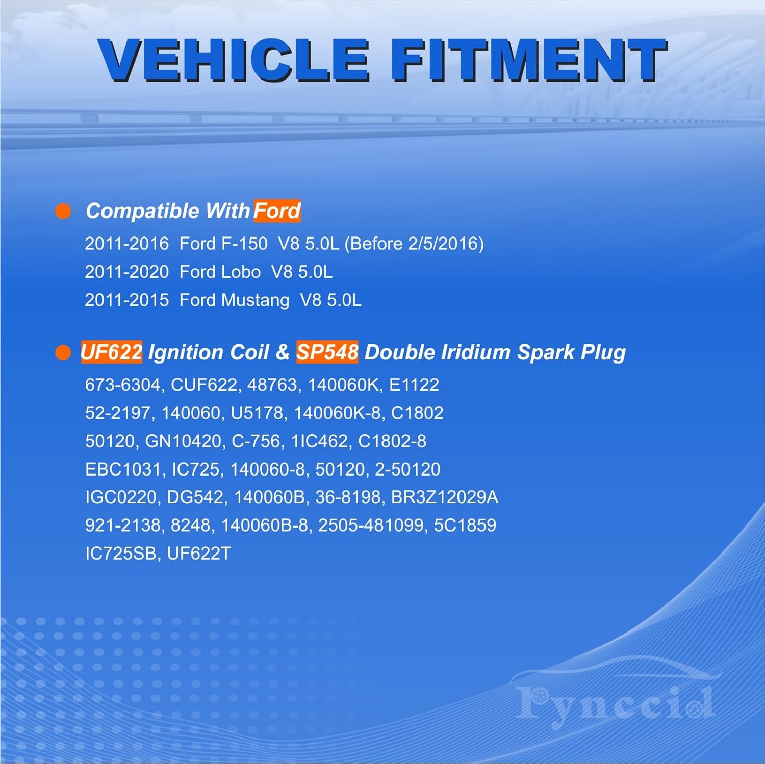 UF622 DG542 High-Performance Ignition Coils & Iridium Spark Plugs Set of 8 for 2011-2015 Ford F-150 Mustang Lobo 5.0L V8 - Replaces BR3Z-12029A (UF622+Spark Plugs)