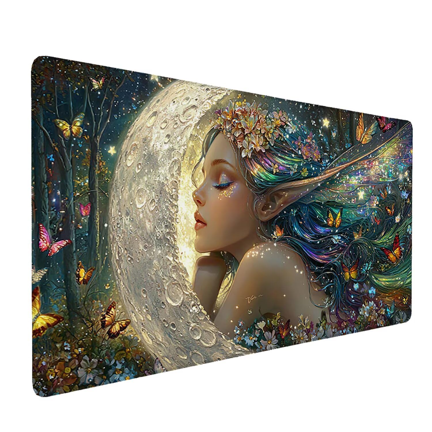 Tappetino per Mouse XXL 1200 x 600 mm Tappetino Mouse Gaming Grande, Mousepad con Base in Gomma Antiscivolo, Tappeto per Tavolo da Gaming per Mouse e Tastiera, Accessori PC (Ragazza Elfi) H-464