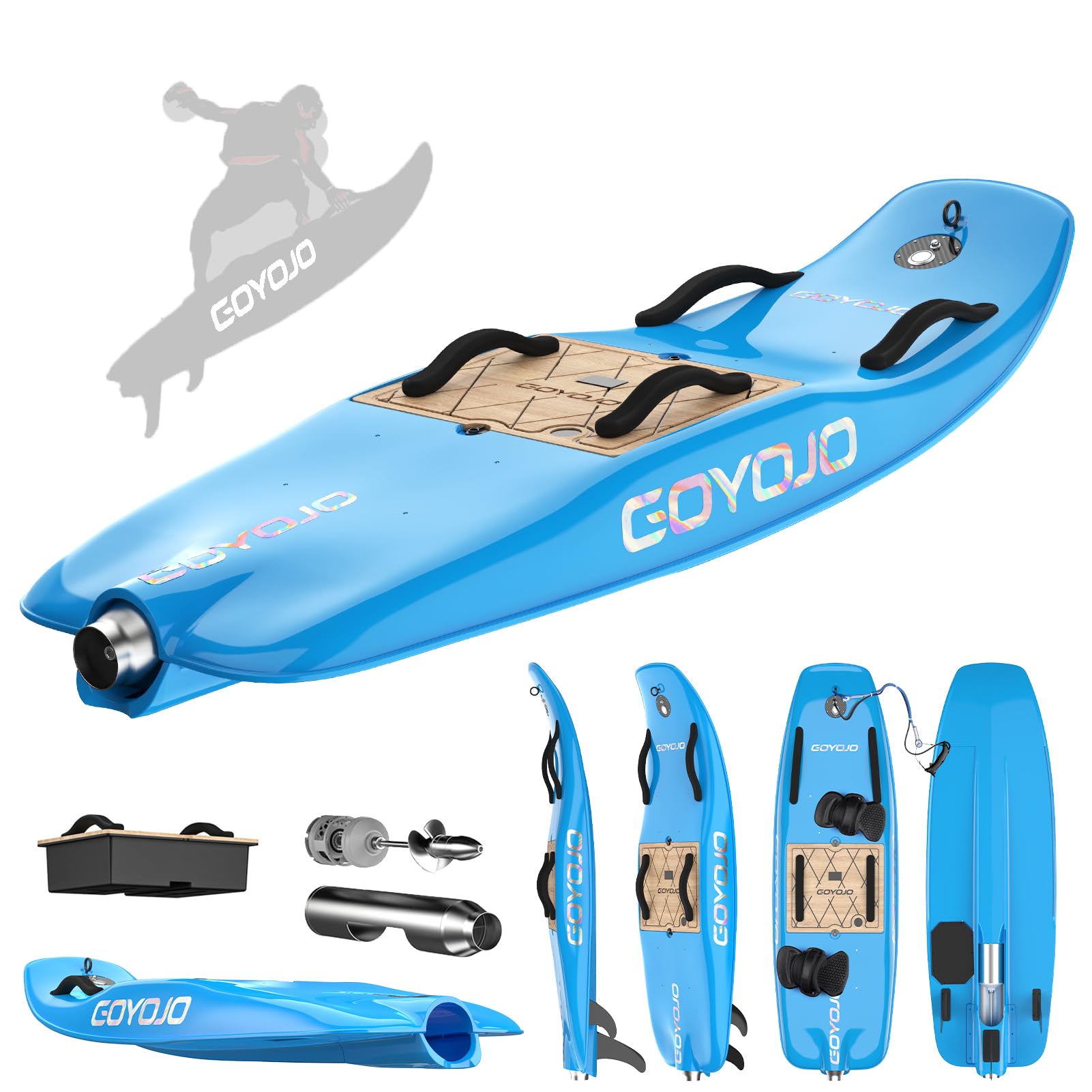 GOYOJO High-Speed Electric Surfboard - 10/12/15 KW Water Jet Surfing Board, Maximum Speed of 55/65 KM/h, Battery Life of 60-90/50-80 Minutes, Hybrid Fiber Construction, Suitable for Adults