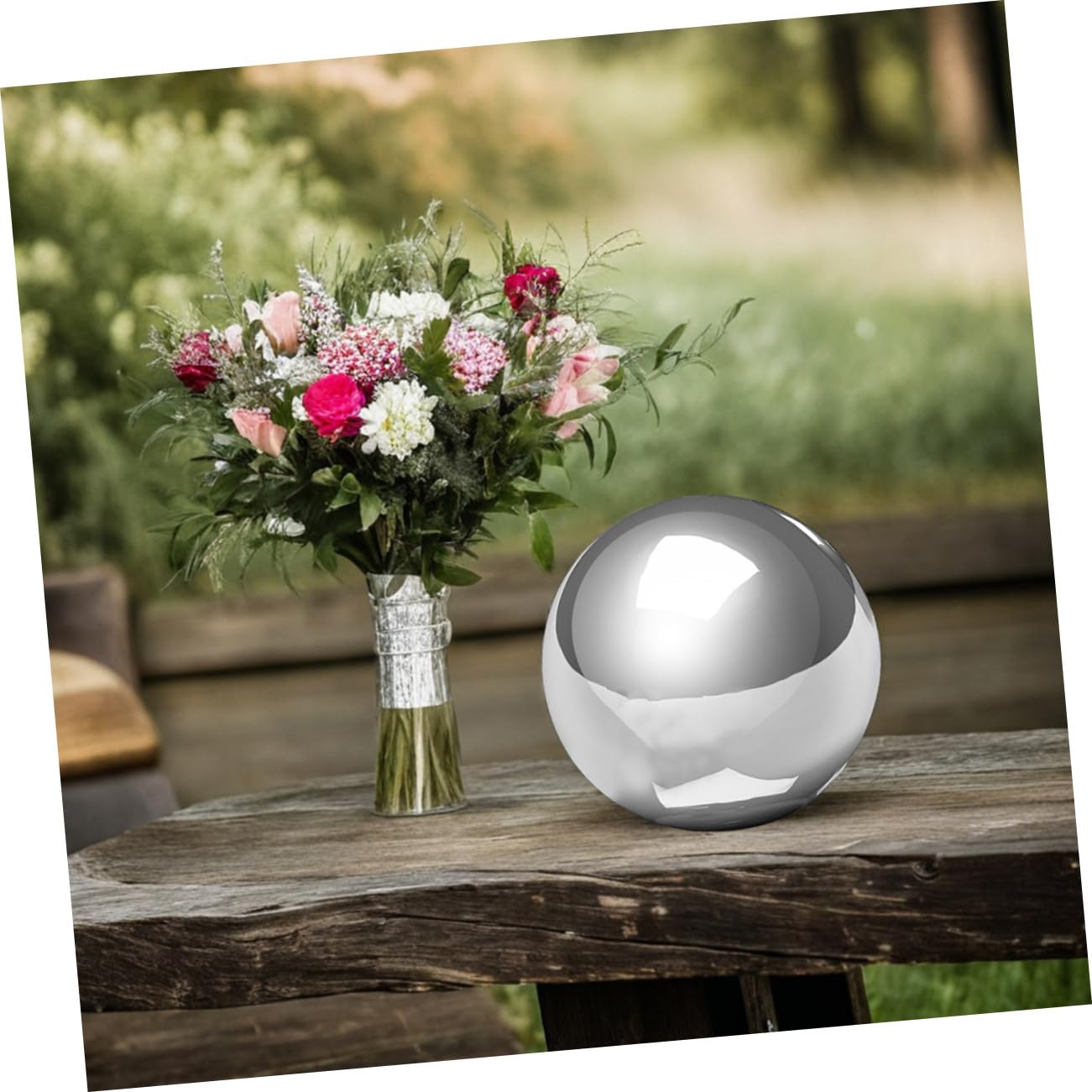 TOYANDONA Edelstahl Deko Kugel Spiegelglanz Gartenkugel Reflektierend für Terrasse Grünfläche Balkon Modern Stilvolle Außendekoration
