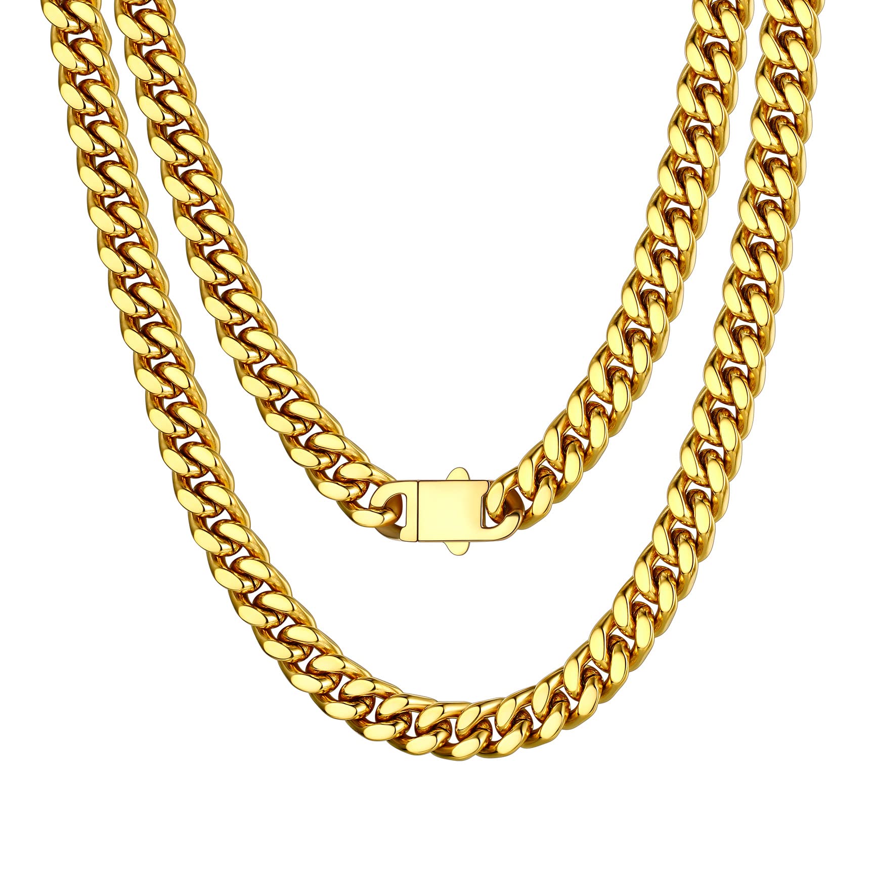 Bestyle Chaîne Homme Cubaine Acier Inoxydable 41-76cm, Collier Maille Miami Argenté/Doré/Noir Punk Hip Hop