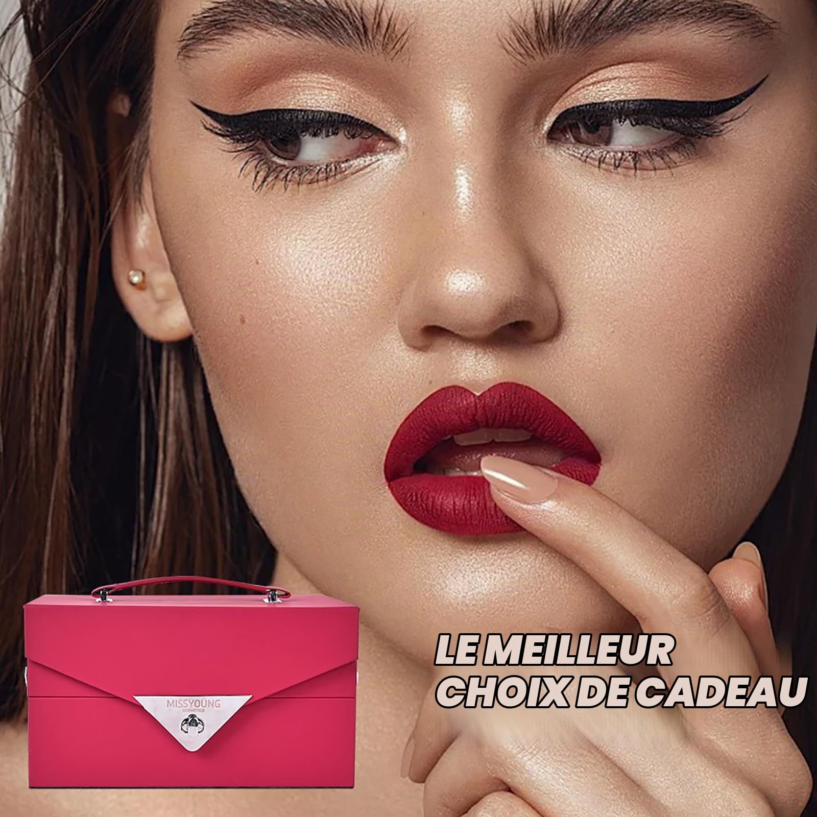 Coffret Maquillage Complet 45 Pièces - Palette Fards Ombre à Paupières, Anti-Cernes, Gloss et Accessoires avec Boîte de Rangement Rose