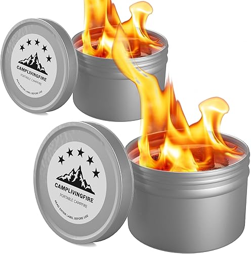 Paquete de 2 fogatas portátiles, pozo de fuego Smores, hoguera al aire libre, 3-5 horas de tiempo de combustión, sin brasas, sin complicaciones,