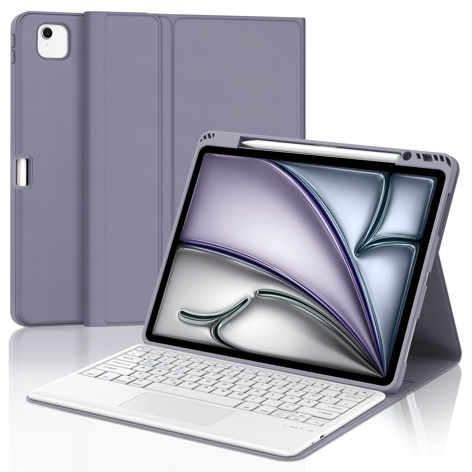Tastatur für iPad Air 13 M4/M3/M2 (2026-2024) & iPad 12.9 Touchpad, Lila