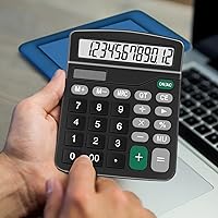 Vista 27 de Calculadora, Splaks - Calculadora de escritorio funcional estándar, batería solar y AA, calculadora electrónica de doble potencia con pantalla 2