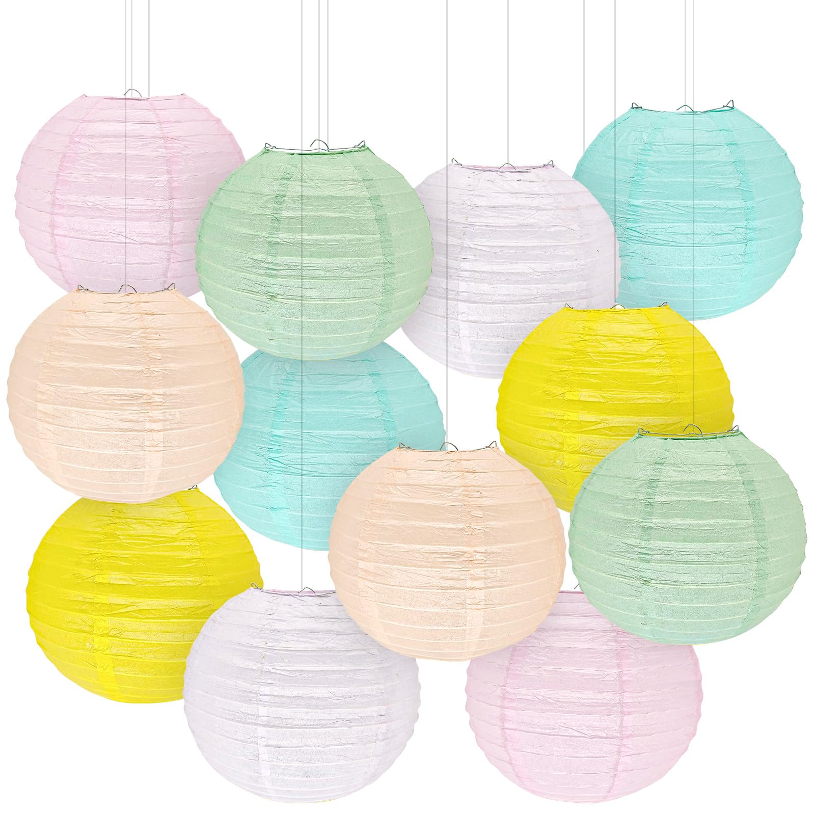 Chinese Lanterns With Lights ADLKGG Pastel Hanging Paper Lanterns For Baby  Shower And Wedding Parties, Indoor And Outdoor Decor, Macaron Colored 12pc  Indoor Christmas Decorations, image size:1600x1600